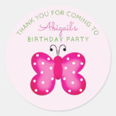 Pink Butterfly Party Favor Dank u Stickers (Voorkant)