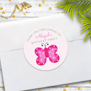 Pink Butterfly Party Favor Dank u Stickers