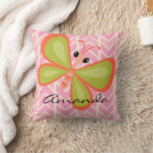 Pink Butterfly Pillow van gepersonaliseerd meisje Kussen