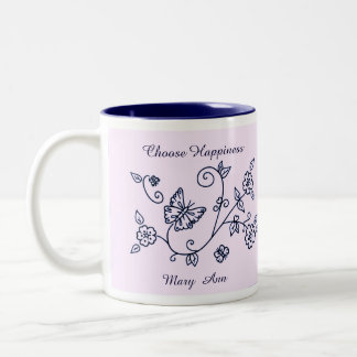 Pink Butterfly Reminder Mug Tweekleurige Koffiemok