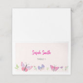 Pink Butterfly Themed Placecard (Buitenkant ongevouwen)