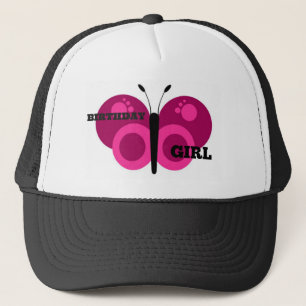 Pink Butterfly Verjaardag Meisje Trucker Pet