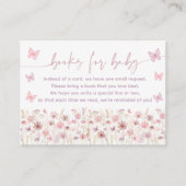 Pink Butterfly Wildflowers Baby Book Request Informatiekaartje (Voorkant)