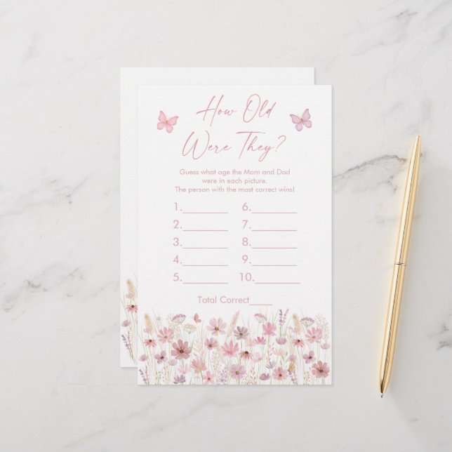 Pink Butterfly Wildflowers How Old Were They Game (Voorkant / Achterkant in situ)