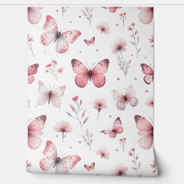 Pink Butterfly's  Behang