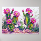 Pink Cactus Desert Flowers Art Poster - Arizona! (Devant)