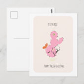 Pink Cactus Doodle Valentines Day  Postcard Briefkaart (Voorkant / Achterkant)
