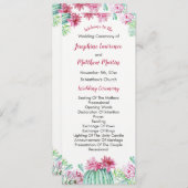 Pink Cactus Flowers Succulents Programme de mariag (Devant / Derrière)