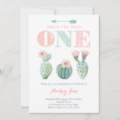 Pink Cactus Girl 1er invitations d'anniversaire, D (Devant)