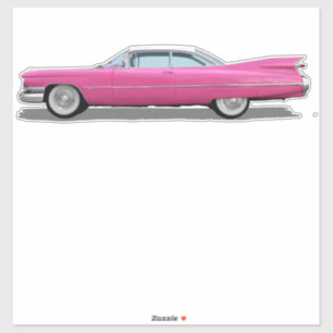PINK CADDY CAR DIE CUT STIJL GROTE STICKER
