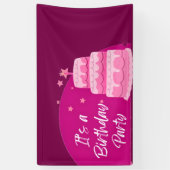 Pink Cake Birthday Party Spandoek (Verticaal)