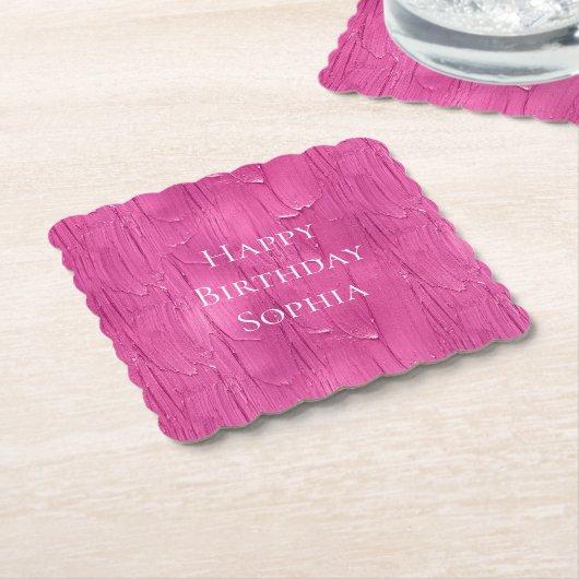 Pink Cake Frosting gepersonaliseerd Kartonnen Onderzetters (Gebogen)