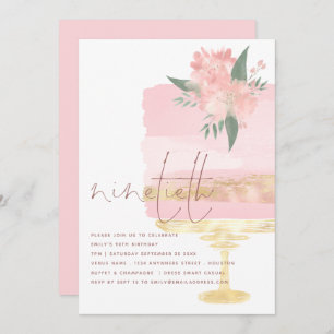 Pink Cake Ninetieth Anniversaire Fête Invitation