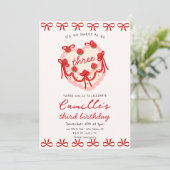 Pink Cake & Red bow Invitation Anniversaire (Debout devant)