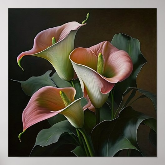 Pink Calla Lilies Lily Flower Art Imprimer Poster (Devant)