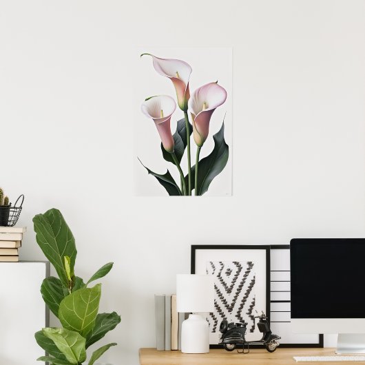 Pink Calla Lilies Lily Flower Art Imprimer Poster (Bureau à domicile)