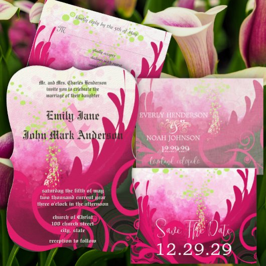 Pink Calla Lily mariage Fleur RSVP Invitation