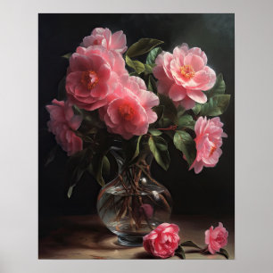 Pink Camellia Flowers Art Imprimer Poster