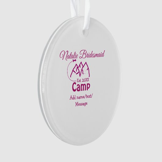 Pink camp bridesmaid ajouter nom date année bachel (devant)