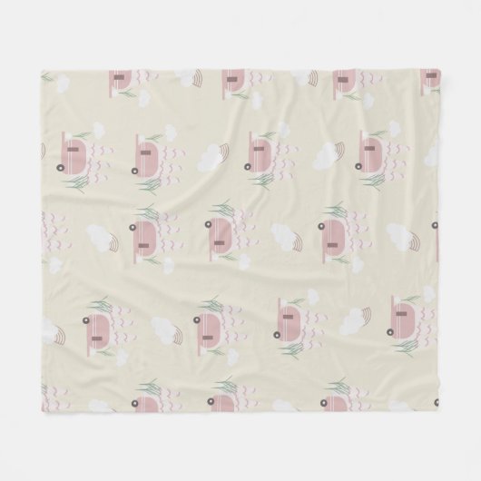 Pink Camper Earthy Pattern Fleece Deken (Voorkant (Horizontaal))