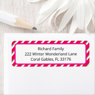 Pink Candy Cane Baby shower Retour Adres Label