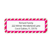 Pink Candy Cane Baby shower Retour Adres Label (Voorkant)