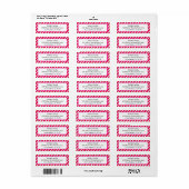 Pink Candy Cane Baby shower Retour Adres Label (Full Sheet)