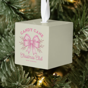 Pink Candy Cane Kerstclub kerstseizoen Kubus Ornament