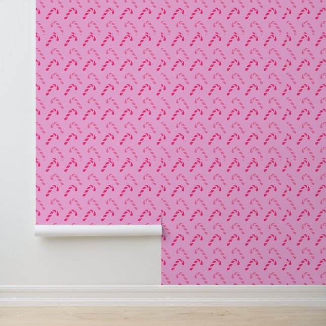 Pink Candy Cane vakantiepatroon Behang (Applicatie)