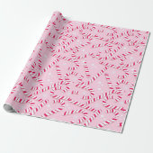 Pink Candy Canes Kerstmis Cadeaupapier (Uitgerold)