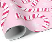 Pink Candy Canes Kerstmis Cadeaupapier (Rol Hoek)