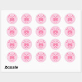 Pink Candy Canes met strik Ronde Sticker (Vel)