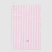Pink Candy Stripe Design Tiny Initials Monogram Golfhanddoek (Voorkant)