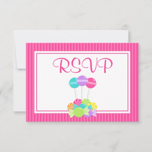 Pink Candy Stripes Bat mitzvah RSVP (Devant)
