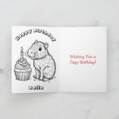 Pink Capybara Theme Girl's Happy Birthday Kaart (Binnen)
