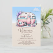 Pink Caravan Retirement Party Kaart (Staand voorkant)