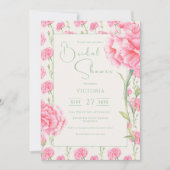 Pink Carnation Floral Bridal Shower Invitation (Devant)