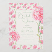 Pink Carnation Floral Bridal Shower Invitation (Devant / Derrière)