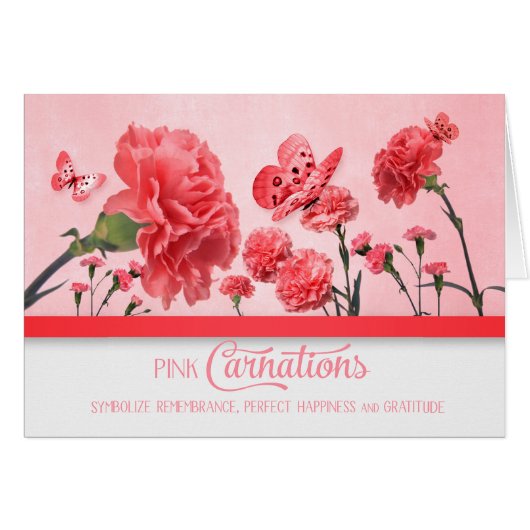 Pink Carnation Garden with Butterflies Blank (Devant Horizontal)
