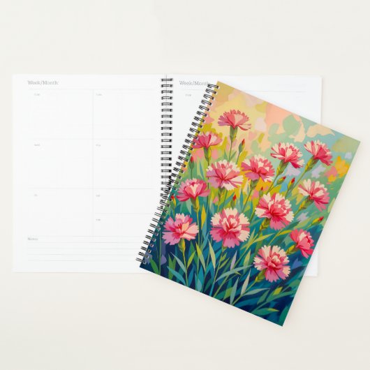 Pink Carnations Planner (Devant avec enveloppe)