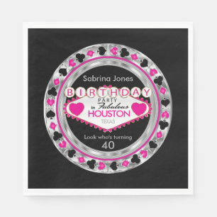 Pink Casino Poker Chip Birthday Party Servetten