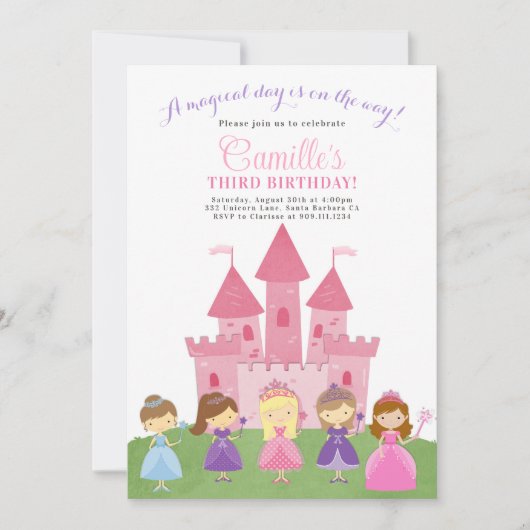 Pink Castle Princess Party Anniversaire Invitation (Devant)