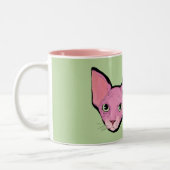 Pink Cat Coffee Time Tweekleurige Koffiemok (Links)
