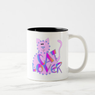 Pink Cat Lover Tshirts en geschenken Tweekleurige Koffiemok