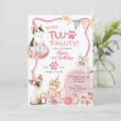 Pink Cat Ready Two Pawty 2e Invitation anniversair (Debout devant)