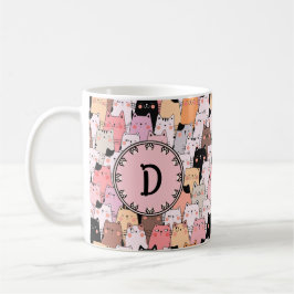 Pink Cats Illustration Monogram Mok