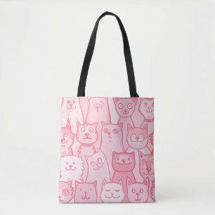 Pink Cats, Schattig naadloos patroon. Draagtas