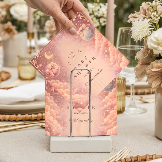 Pink Celestial Bows Clouds Baby Shower Servet