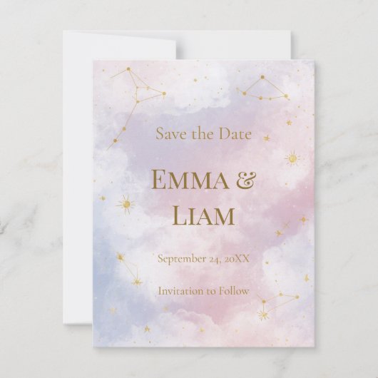 Pink Celestial Save the Date | Constellaties (Voorkant)