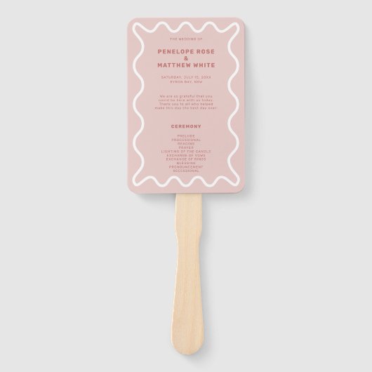 Pink Ceremony Program Hand Fan Handwaaier (Voorkant)